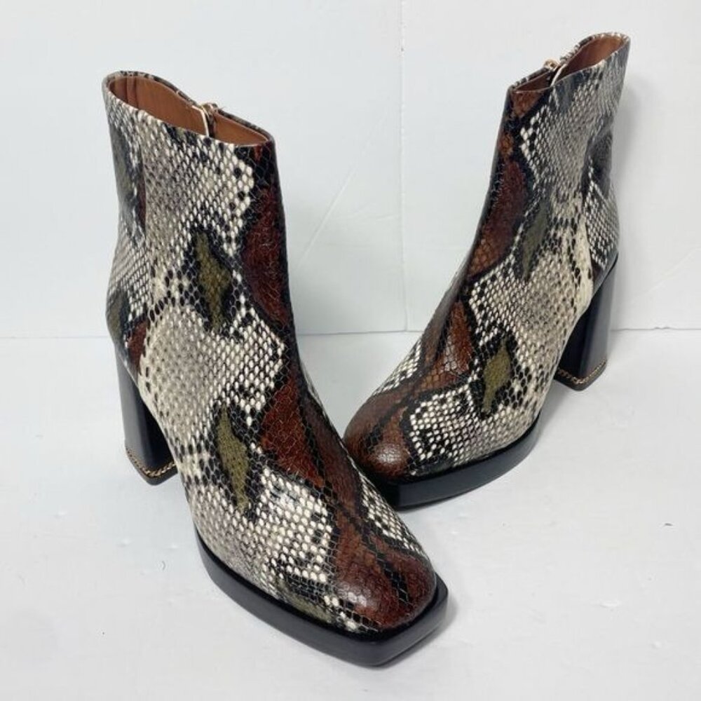 Tory Burch Ruby Python-Embossed Ankle Boots Size … - image 6